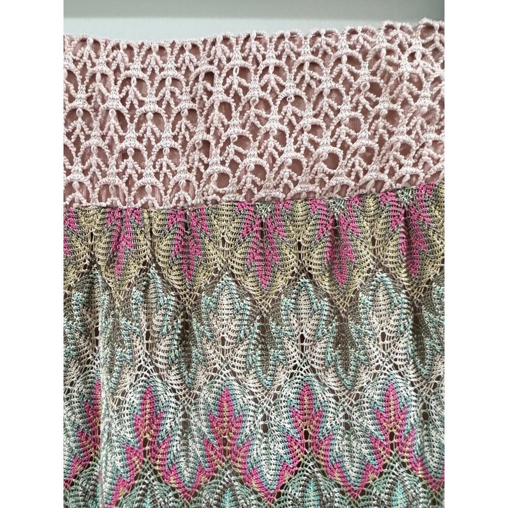 Lapis Boho Multicolored Crochet Lace Tiered Ruffle Trim Maxi Skirt Size P Medium - Picture 3 of 9